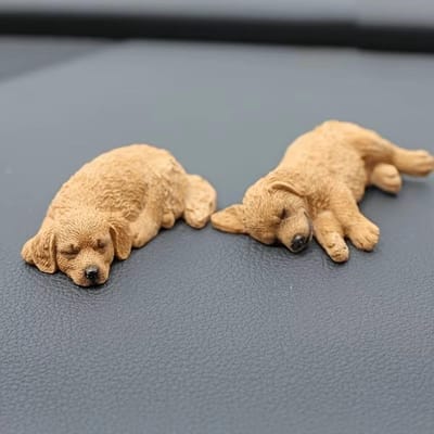 Slapende Hond Speelgoed Figuur Woondecoratie Schattige Puppy Hond Auto Ornamenten Hars Beeldje Golden Retriever Model Verjaardagscadeau