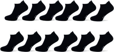 Marco Rossi Badstof Sneakersokken met Lipje - Zakt niet af - Katoen - Heren Dames Unisex - Badstof binnenzool - Lage Sokken - 12 Paar - Zwart - Maat 35-38
