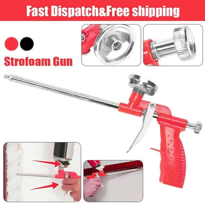 Schuimspuitpistool Rood – PU-Schuimpistool Metaal – Precisie Lijmpistool met Trigger – Voor Polyurethaanschuim, Afdichting & Renovatie