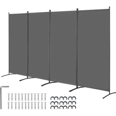 VEVOR Room Divider 4 Panelen Scherm 3464 x 1840 x 520 mm, Opvouwbaar Privacy Scherm & Draagbare Scheidingswand voor Ruimteverdeling, Vrijstaande Room Divider voor Kantoor Slaapkamer Studeerkamer, Grijs
