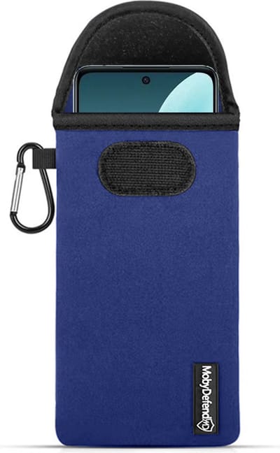 MobyDefend Hoesje - Geschikt voor OnePlus Nord N30 SE - Neopreen Pouch Met Karabijnhaak - Insteek - Riemlus - Blauw
