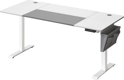 Elektrisch Sta-bureau - Zit-sta-bureau - Verstelbaar bureau - Spaanplaat en staal - 70 cm x 160 cm x (72-120) cm - Wit-duifgrijs