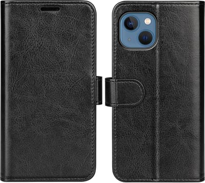 MobyDefend Hoesje - Geschikt voor iPhone 14 Plus - Wallet Book Case (Sluiting Achterkant) - Zwart