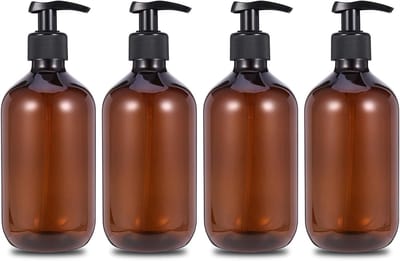 Famanu – PET-kunststof zeepdispensers 500 ml met zwarte pomp – Set van 4
