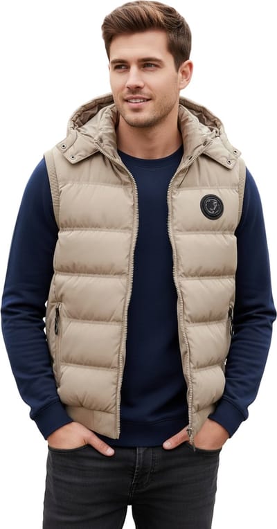 Modieuze bodywarmer - Capuchon - Vest - Beige