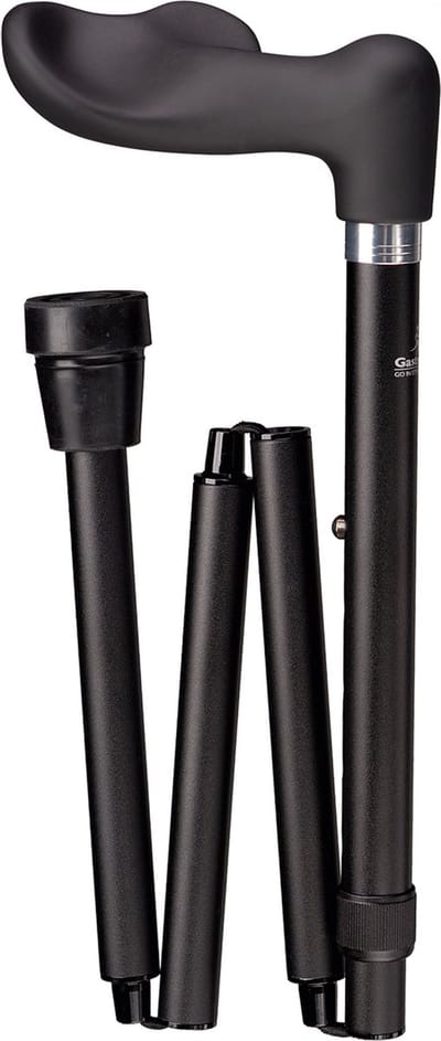 Gastrock Opvouwbare wandelstok - Zwart - Soft-Touch - Linkshandig - Ergonomisch handvat - Verstelbaar - Lengte 88 - 98 cm - Aluminium - Gewicht 480 gram - Diameter wandelstok 18 mm - Wandelstokken - Inklapbare wandelstok - Wandelstok opvouwbaar