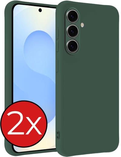 Hoesje - 2 Stuks - Geschikt voor Samsung Galaxy S25 FE - Sterk & Shockproof - Telefoonhoes - Back Cover - Case Siliconen - Telefoon Hoes - Donkergroen