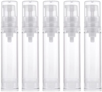 Dailygoods- Pompfles Luchtloos 10ml - Set van 5 - Navulbaar - Kunststof - Besmettingsvrij - Vermindert afval - Cosmeticafles