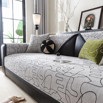 Effen Kleur Bankkussen Vier Seizoenen Universeel Chenille Bankkussen Gestreept Bankhoezen Antislip Anti Krassen Bankovertrek 70x70cm 1pcs