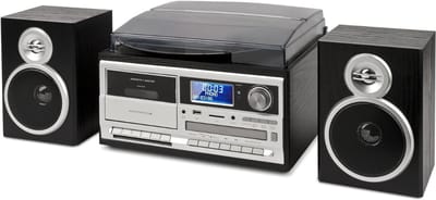 SCH® Platenspeler met Speakers - Platenspeler - Zwart - ‎50cm x 50cm x 28cm