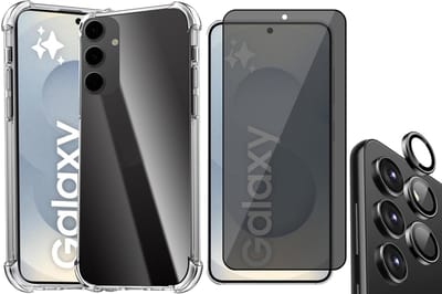 Hoesje geschikt voor Samsung Galaxy S25 - Privacy Screenprotector Volledig Dekkend Glas & Camera Protector - Shockproof Transparant