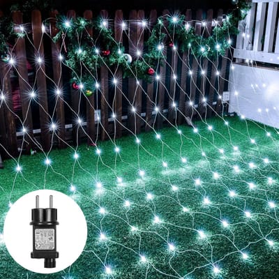 MUPOO Netverlichting Buiten Wit - 1,5 x 1,5 meter - 96 LED's - Net Kerstverlichting - Kerstnet Lichtgordijn - met 8 modi - Geheugenfunctie - Sfeervolle Gordijnverlichting - voor Bushe Garden Yard Party Decor