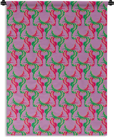 Wandkleed - Wanddoek - Hert - Patroon - Paars - 90x120 cm - Wandtapijt