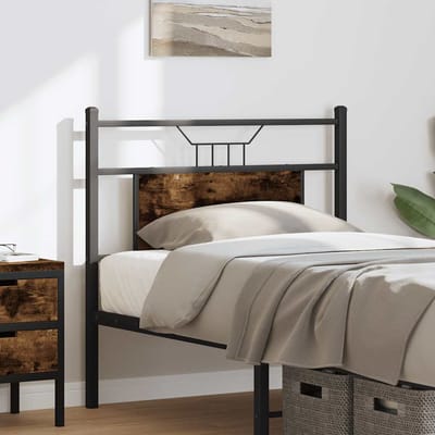 vidaXL Vervangend hoofdbord 80 cm bewerkt hout en staal gerookt eikenkleurig