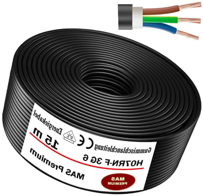 Rubberen Kabel - Stroomkabel Flexibel - Zware Apparaten - Olie UV Ozongbestendig - 15 meter 3G6 mm² - Zwart