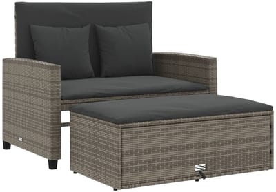 Tuinbank – Tuinbankjes weerbestendig - Tuinbanken - Loungebank - Balkon Set - Buitenbank - Grijs - 2 personen - Staal