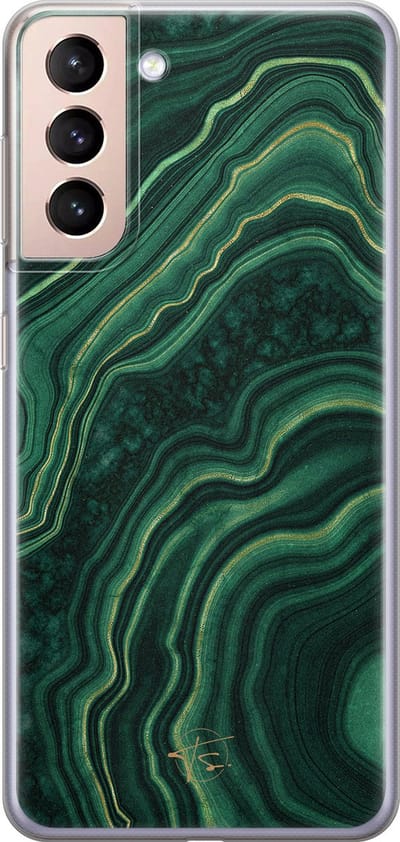 Hoesje geschikt voor Samsung Galaxy S21 Plus - Agate groen - Soft Case - TPU - Print - Groen - Mooie Telefoonhoesjes