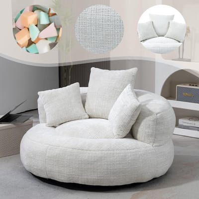 XXL Zitzak - Zitbank vloer - Ontspannen Gamen - Hoge rugleuning - 108 cm - Beige