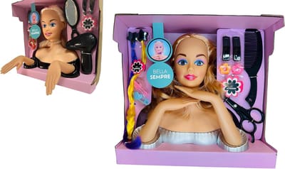 Poppenkop - Kappershoofd Buste - Make-up en Kammen - Inclusief Accessoires - 20 cm Hoog