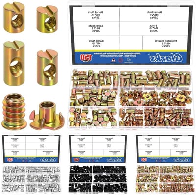 150-delige M6 Dowel Hammer Kit met Gekleurde Zinkschroeven, Barrel Nuts en 4-Pole Tea Nuts voor Meubelmontage