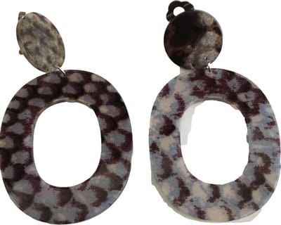 Petra's Sieradenwereld - Clipoorbel hanger snake shiny grey dark blue kunststof (296)