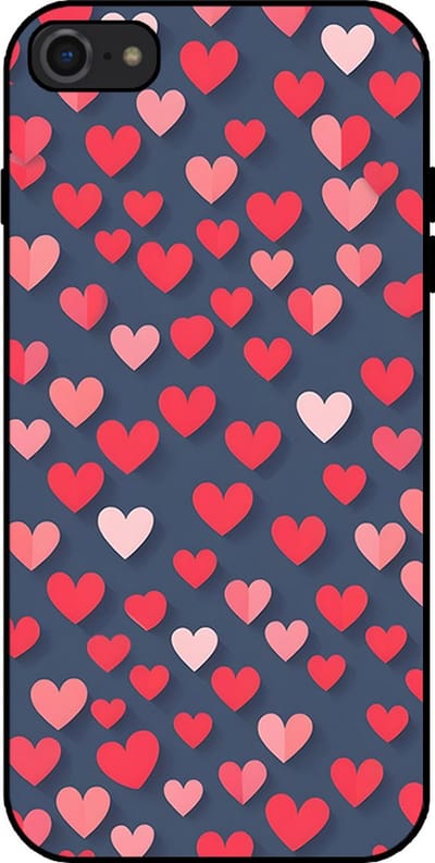 Smartphonica Telefoonhoesje Geschikt voor iPhone 7/8 met Roze en Rode Hartjes Opdruk - TPU Backcover Case With Rosé and Red Heart Design geschikt voor Apple iPhone 7;Apple iPhone 8
