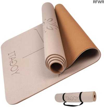 RFWR® Milieuvriendelijke Yogamat – Antislip en Dikke Mat met Lijnen voor Yoga en Pilates