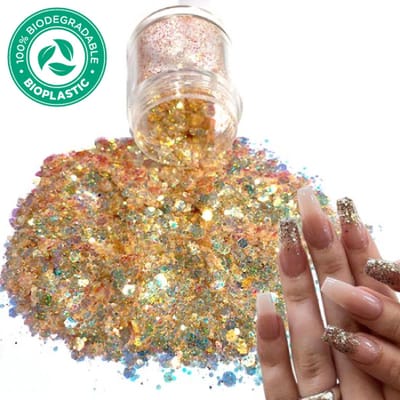 Chunky Glitters (Goud) [Volume 8g - Festival Glitter Outfit Nagel Decoratie Versiering - Manicure Kunstnagels Nepnagels Acryl Nagels - Kinderen Volwassenen Dames Glitters]