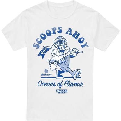 Stranger Things T-shirt - Scoops Ahoy Retro - S tot XXL - voor Mannen - wit