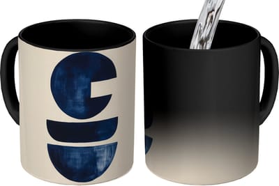 Magische Mok - Foto op Warmte Mokken - Koffiemok - Vormen - Blauw - Abstract - Magic Mok - Beker - 350 ML - Theemok