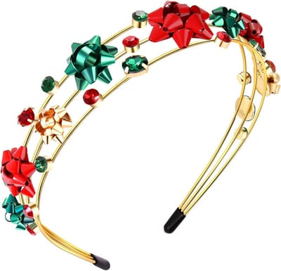 Feestelijke Haarband met Kristallen Strik voor Dames - Luxe Kerst Haaraccessoire