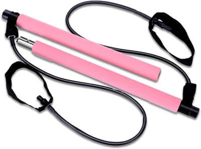 Pilates Bar Kit - Yoga Oefen Set - Thuis Fitness - Afneembaar Ontwerp - 90 cm Lengte - Roze
