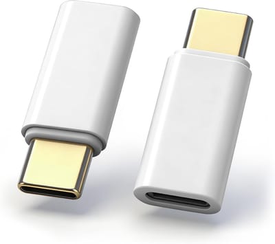 Adapter voor USB C-stekker naar Lightning (2 stuks) - 60 W, geschikt voor opladen en synchroniseren van iPhone 17/16 en iPad Pro/Air, niet voor audio/OTG, wit