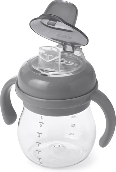 OXO Tot Transitions Drinkbeker - Tuitbeker baby - Antilekbeker - Drinkbeker Baby- Drinkbekers -150ml met handvat - Grey
