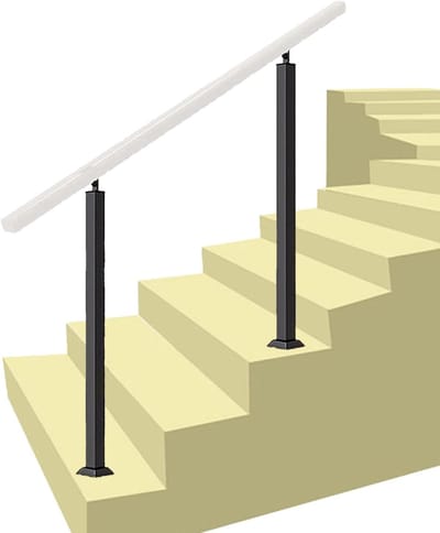 Houten trapleuning - Veiligheidshandrail - Veilig traplopen - Massief houten greep - 85cm hoogte - Zwart