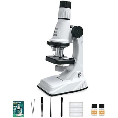 Kinderen Microscoop Set 200x 600x 1200x Biologische Wetenschap Stem Speelgoed Handloep School Educatieve Pocketmicroscoop met LED-licht