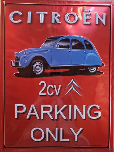 Citroen 2CV Parking Only. Special Metallic Edition. Metalen wandbord in reliëf 30 x 40 cm.