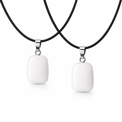 Ketting met Natuursteen Witte Jade - 2 Steentjes - Inclusief Touwketting - EmmyRovi