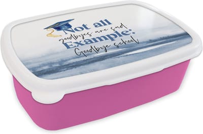 Broodtrommel Roze - Lunchbox - Brooddoos - Afgestudeerd - School - Studenten - Quotes - 18x12x6 cm - Kinderen - Meisje