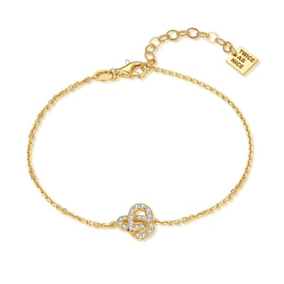Twice As Nice Armband in zilver, hartvormig met zirkonia Goudkleurig 16cm+3cm