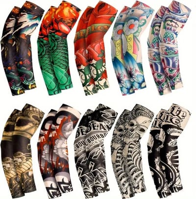 Livano Tattoo Sleeve - Voor Volwassenen - Mouw - Tatoeage - Arm Warmer - Zonbescherming - UV Beschermend - 3 Stuks - Random