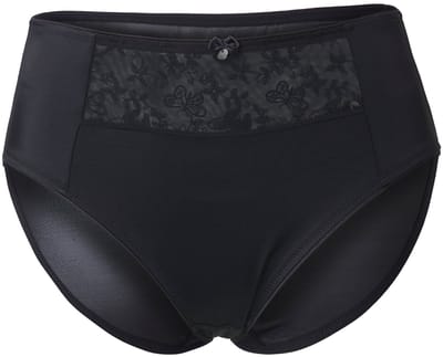 Ulla Popken - Dames - Midi-slip inzetstuk met borduursel - Zwart - Maat 46+