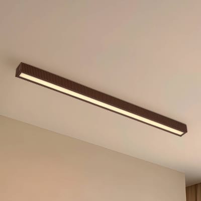 Lucande LED plafondlamp Emara, donker hout, eiken, dimbaar