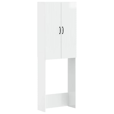 vidaXL - Toiletkast - HOORN - Hoogglans - Wit - 66 - x - 25,5 - x - 190 - cm - Bewerkt - hout