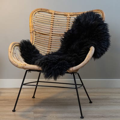 WOOOL Schapenvacht - Australisch Zwart M (100x60cm) 100% Echte Schapenvachten - ECO+ Dierenvel