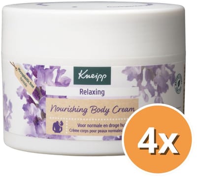 4 x Kneipp - Body crème - Relaxing - Lavendel - Rustgevende geur - 200 ml - Ontspanning - Bodycrème - Lavendel - Verzorging - Hydrateren