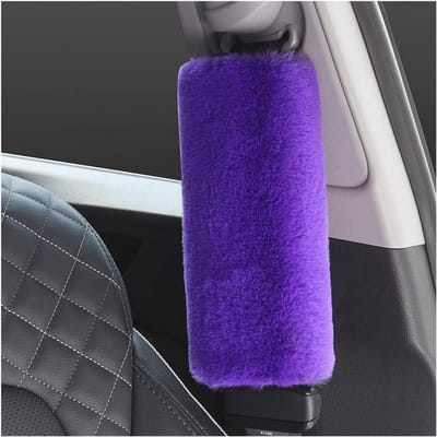 Pluizige en Zachte Autogordel Kussen - Comfortabele Schouderriemhoezen voor Ontspannen Rijden (Paars)