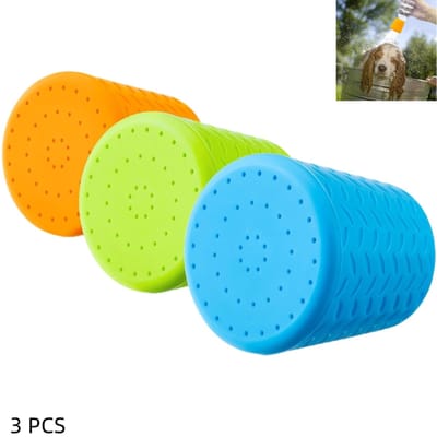 3 stuks - draagbare buitendouche voor honden - draagbare douchekop - voor het wassen van huisdieren tijdens buitenactiviteiten, wandelen en kamperen - hemelsblauw+lichtgroen+oranje - 5.2×5.2×3.4cm