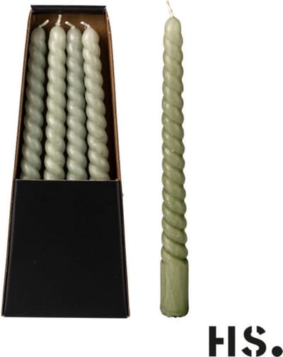 Twisted Candle - Groen - dinerkaarsen - 2 verpakkingen