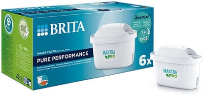 BRITA waterfilterpatroon MAXTRA PRO Pure Performance 6 pack - Originele navulling voor alle BRITA kannen voor puur smakend kraanwater - filtert verontreinigingen zoals PFAS*, chloor, kalkaanslag en metalen